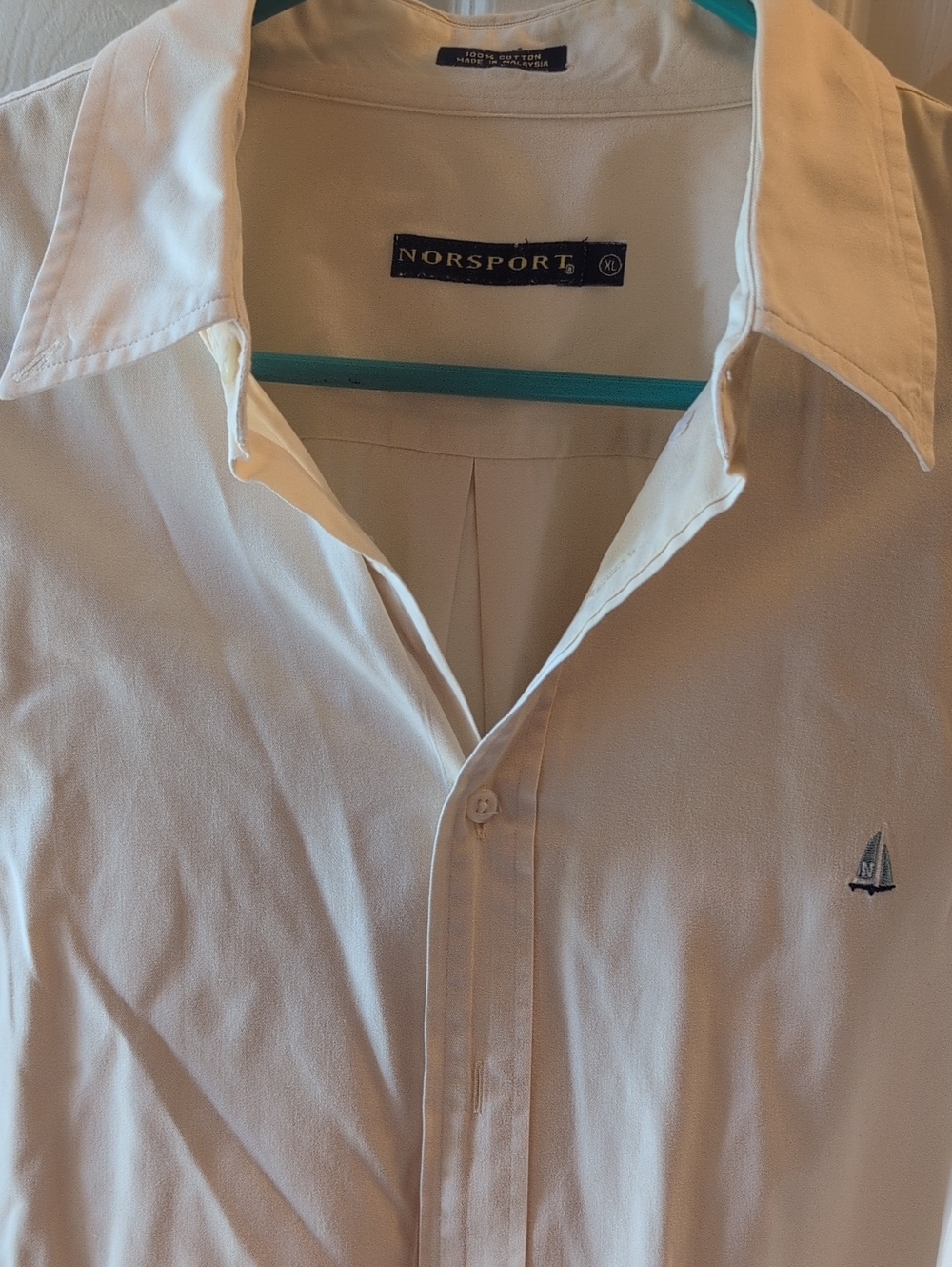 Nordstrom Yellow Men’s Cotton Button Down Shirt with Subtle Embroidered Logo